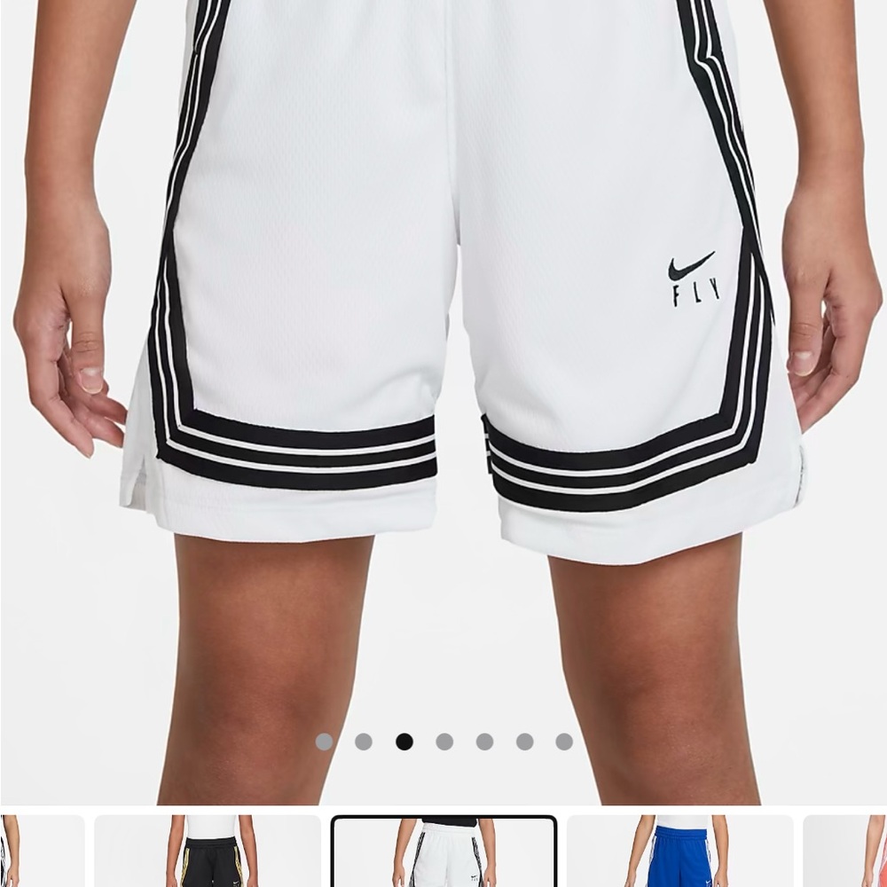 White w/ black Nike fly shorts. Girls Large (14/16). Still in packaging. *NWT*